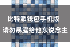 比特派钱包手机版 请勿暴露给他东说念主